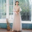 Affordable Pearl Pink Bridesmaid Dresses 2020 A-Line / Princess Backless Appliques Lace Floor-Length / Long Ruffle