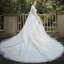 Vintage / Retro Romantic Champagne Bridal Wedding Dresses 2020 Ball Gown See-through High Neck Sleeveless Appliques Lace Chapel Train Ruffle