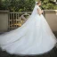 Vintage / Retro Romantic Champagne Bridal Wedding Dresses 2020 Ball Gown See-through High Neck Sleeveless Appliques Lace Chapel Train Ruffle