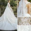 Vintage / Retro Romantic Champagne Bridal Wedding Dresses 2020 Ball Gown See-through High Neck Sleeveless Appliques Lace Chapel Train Ruffle