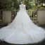 Elegant Champagne Bridal Wedding Dresses 2020 Ball Gown V-Neck Sleeveless Backless Appliques Lace Sequins Beading Cathedral Train Ruffle