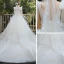 Elegant Champagne Bridal Wedding Dresses 2020 Ball Gown V-Neck Sleeveless Backless Appliques Lace Sequins Beading Cathedral Train Ruffle