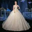 Glitzernden Champagner Pailletten Hochzeits Brautkleider / Hochzeitskleider 2020 Ballkleid Spaghettiträger Ärmellos Rückenfreies Applikationen Spitze Perlenstickerei Glanz Tülle Königliche Schleppe Rüschen