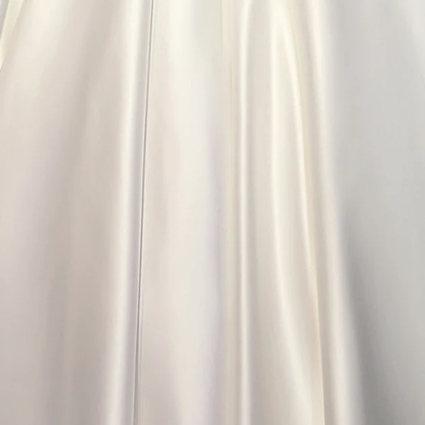 Modest / Simple Ivory Satin Bridal Wedding Dresses 2020 Ball Gown Square Neckline Short Sleeve Backless Cathedral Train Ruffle