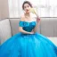 Elegant Jade Green Dancing Prom Dresses 2020 Ball Gown Off-The-Shoulder Short Sleeve Appliques Lace Beading Floor-Length / Long Ruffle Backless Formal Dresses