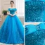 Elegant Jade Green Dancing Prom Dresses 2020 Ball Gown Off-The-Shoulder Short Sleeve Appliques Lace Beading Floor-Length / Long Ruffle Backless Formal Dresses