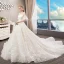Romantique Champagne Transparentes La Mariée Robe De Mariée 2020 Princesse Encolure Dégagée Manches de cloche Dos Nu Étoile Appliques En Dentelle Perlage Perle Cathedral Train