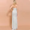 Sparkly Silver Sequins Evening Dresses  2020 Trumpet / Mermaid Sweetheart Sleeveless Split Front Floor-Length / Long Backless Formal Dresses
