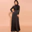Modest  Black Sequins Evening Dresses  2020 Empire High Neck Long Sleeve Floor-Length / Long Formal Dresses