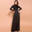 Modest  Black Sequins Evening Dresses  2020 Empire High Neck Long Sleeve Floor-Length / Long Formal Dresses