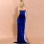 Sexy Königliches Blau Velour Abendkleider 2020 Meerjungfrau Bandeau Ärmellos Gespaltete Front Sweep / Pinsel Zug Rückenfreies Festliche Kleider