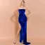 Sexy Königliches Blau Velour Abendkleider 2020 Meerjungfrau Bandeau Ärmellos Gespaltete Front Sweep / Pinsel Zug Rückenfreies Festliche Kleider