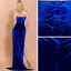 Sexy Königliches Blau Velour Abendkleider 2020 Meerjungfrau Bandeau Ärmellos Gespaltete Front Sweep / Pinsel Zug Rückenfreies Festliche Kleider