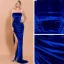 Sexy Königliches Blau Velour Abendkleider 2020 Meerjungfrau Bandeau Ärmellos Gespaltete Front Sweep / Pinsel Zug Rückenfreies Festliche Kleider