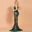 Sexy Vert Foncé Transparentes Robe De Soirée 2020 Trompette / Sirène Bretelles Spaghetti Sans Manches Appliques Paillettes Train De Balayage Volants Dos Nu Robe De Ceremonie