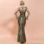 Chic / Belle Noire Doré Transparentes Robe De Soirée 2020 Trompette / Sirène Encolure Dégagée Manches Longues Manches de cloche Appliques Paillettes Longue Robe De Ceremonie