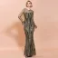 Chic / Belle Noire Doré Transparentes Robe De Soirée 2020 Trompette / Sirène Encolure Dégagée Manches Longues Manches de cloche Appliques Paillettes Longue Robe De Ceremonie