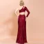 Fashion Burgundy Sequins Evening Dresses  2020 Trumpet / Mermaid One-Shoulder Long Sleeve Floor-Length / Long Backless Formal Dresses