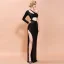 Fashion Burgundy Sequins Evening Dresses  2020 Trumpet / Mermaid One-Shoulder Long Sleeve Floor-Length / Long Backless Formal Dresses