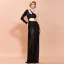 Fashion Burgundy Sequins Evening Dresses  2020 Trumpet / Mermaid One-Shoulder Long Sleeve Floor-Length / Long Backless Formal Dresses