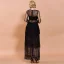 Elegant Black Lace Summer Maxi Dresses 2020 Sheath / Fit Scoop Neck Long Sleeve Cascading Ruffles Floor-Length / Long See-through Womens Clothing