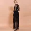 Elegant Black Lace Summer Maxi Dresses 2020 Sheath / Fit Scoop Neck Long Sleeve Cascading Ruffles Floor-Length / Long See-through Womens Clothing