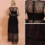 Elegant Black Lace Summer Maxi Dresses 2020 Sheath / Fit Scoop Neck Long Sleeve Cascading Ruffles Floor-Length / Long See-through Womens Clothing