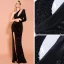 Mode Schwarz Pailletten Abendkleider 2020 Meerjungfrau One-Shoulder Lange Ärmel Gespaltete Front Lange Rückenfreies Festliche Kleider