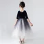 Elegant Royal Blue Gradient-Color Flower Girl Dresses 2020 Ball Gown V-Neck 1/2 Sleeves Star Sequins Sash Tea-length Ruffle