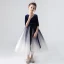 Elegant Royal Blue Gradient-Color Flower Girl Dresses 2020 Ball Gown V-Neck 1/2 Sleeves Star Sequins Sash Tea-length Ruffle