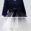 Elegant Royal Blue Gradient-Color Flower Girl Dresses 2020 Ball Gown V-Neck 1/2 Sleeves Star Sequins Sash Tea-length Ruffle