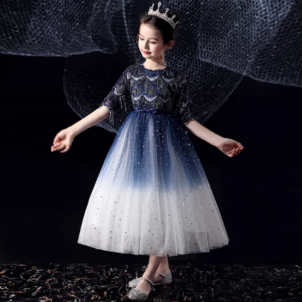 Royal blue and silver flower girl dresses new arrivals