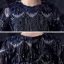 Chic / Beautiful Royal Blue Gradient-Color White Birthday Flower Girl Dresses 2020 Ball Gown Scoop Neck 1/2 Sleeves Bow Sash Sequins Tassel Tea-length Ruffle