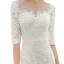 Elegant Ivory See-through Bridal Wedding Dresses 2020 Trumpet / Mermaid Scoop Neck 1/2 Sleeves Backless Appliques Lace Beading Court Train Ruffle