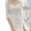Elegant Ivory See-through Bridal Wedding Dresses 2020 Trumpet / Mermaid Scoop Neck 1/2 Sleeves Backless Appliques Lace Beading Court Train Ruffle