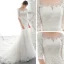 Elegant Ivory See-through Bridal Wedding Dresses 2020 Trumpet / Mermaid Scoop Neck 1/2 Sleeves Backless Appliques Lace Beading Court Train Ruffle