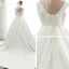 Vintage / Retro Ivory Satin Bridal Wedding Dresses 2020 Ball Gown Square Neckline 3/4 Sleeve Backless Beading Pearl Chapel Train Ruffle