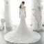 Elegant Ivory Bridal Wedding Dresses 2020 Trumpet / Mermaid Off-The-Shoulder 1/2 Sleeves Backless Appliques Lace Beading Chapel Train Ruffle