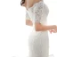 Elegant Ivory Bridal Wedding Dresses 2020 Trumpet / Mermaid Off-The-Shoulder 1/2 Sleeves Backless Appliques Lace Beading Chapel Train Ruffle