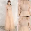 Chic / Beautiful Champagne Evening Dresses  2020 A-Line / Princess Scoop Neck Short Sleeve Beading Sash Glitter Tulle Floor-Length / Long Ruffle Backless Formal Dresses