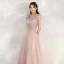 Chic / Beautiful Pearl Pink Evening Dresses  2020 A-Line / Princess Shoulders Sleeveless Beading Sash Floor-Length / Long Ruffle Backless Formal Dresses
