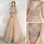 Chic / Belle Kaki Robe De Soirée 2020 Princesse Transparentes Col v profond Sans Manches Perlage Longue Volants en Cascade Dos Nu Robe De Ceremonie