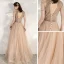 Elegant Gold Evening Dresses  2020 A-Line / Princess Scoop Neck Sleeveless Beading Glitter Tulle Floor-Length / Long Ruffle Backless Formal Dresses