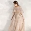 Chic / Beautiful Champagne Evening Dresses  2020 A-Line / Princess See-through Square Neckline 1/2 Sleeves Beading Appliques Sequins Floor-Length / Long Ruffle Backless Formal Dresses