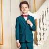 Modest / Simple Green Boys Wedding Suits 2020 Red Tie