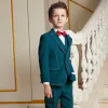 Modest / Simple Green Boys Wedding Suits 2020 Red Tie