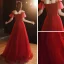 Chic / Beautiful Burgundy Evening Dresses  2020 A-Line / Princess Spaghetti Straps Short Sleeve Sequins Beading Rhinestone Floor-Length / Long Ruffle Backless Formal Dresses