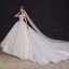Luxe Champagne La Mariée Robe De Mariée 2020 Robe Boule De l'épaule Manches Courtes Dos Nu Appliques En Dentelle Paillettes Perlage Glitter Tulle Royal Train Volants