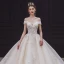 Luxe Champagne La Mariée Robe De Mariée 2020 Robe Boule De l'épaule Manches Courtes Dos Nu Appliques En Dentelle Paillettes Perlage Glitter Tulle Royal Train Volants