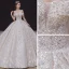 Luxe Champagne La Mariée Robe De Mariée 2020 Robe Boule De l'épaule Transparentes V-Cou Manches Courtes Dos Nu Appliques Paillettes Perlage Glitter Tulle Royal Train Volants